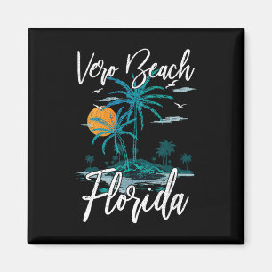 Family Vacation Retro Sunset Florida Vero Beach Magnet