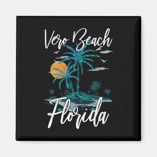 Family Vacation Retro Sunset Florida Vero Beach Magnet
