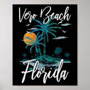 Family Vacation Retro Sunset Florida Vero Beach Poster