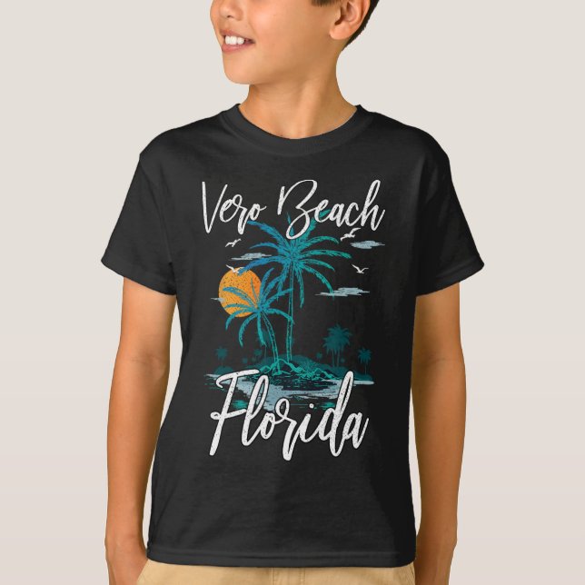 Family Vacation Retro Sunset Florida Vero Beach  T-Shirt (Front)