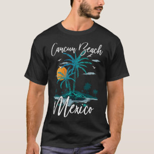 Family Vacation Retro Sunset Mexico Cancun Beach T-Shirt