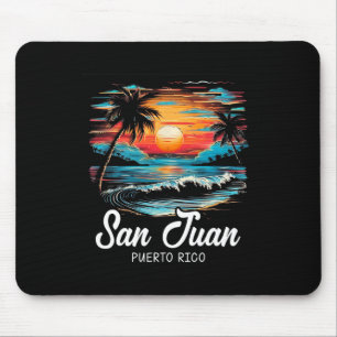 Family Vacation Retro Sunset Puerto Rico San Juan Mouse Pad
