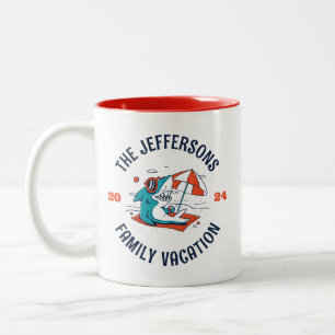 Family Vacation Reunion Holiday Trip Cute Shark Two-Tone Coffee Mug