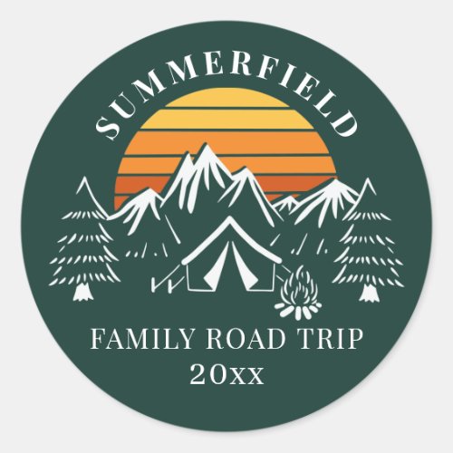 Family Vacation Road Trip Camping Custom Classic Round Sticker