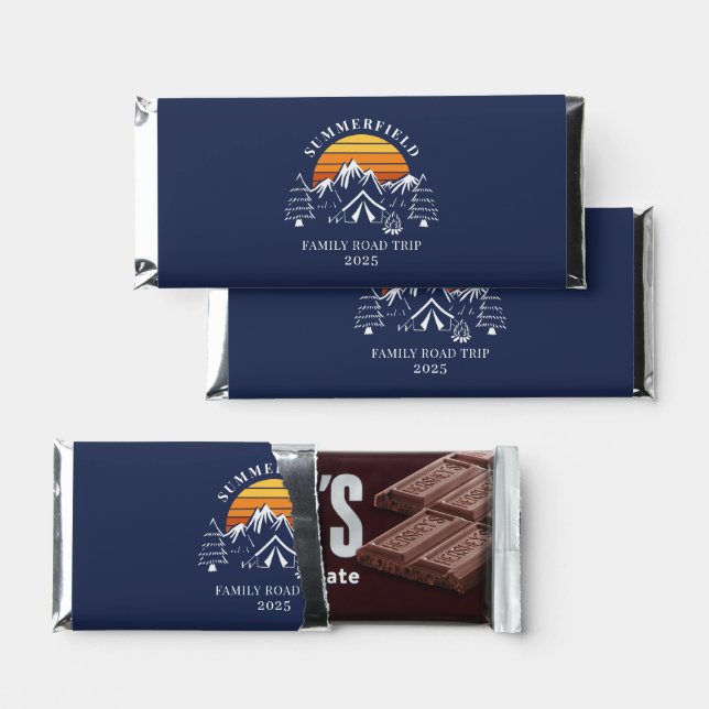 Family Vacation Road Trip Custom Camping Hershey Bar Favors (Front)