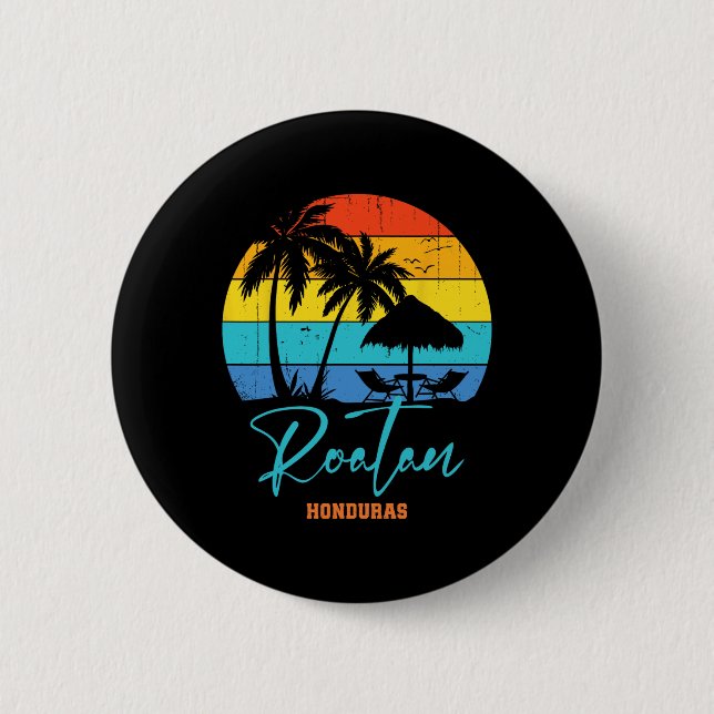 Family Vacation Roatan Honduras Beach Vacation Mat Button (Front)