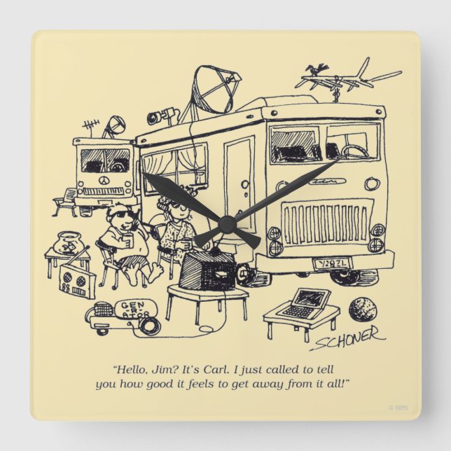Family Vacation Square Wall Clock (Front)