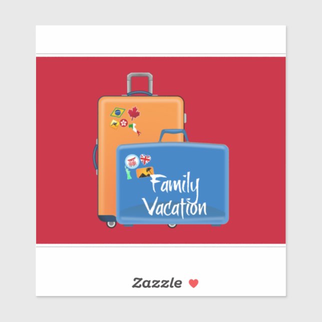 Family Vacation, Suitcases Ready, Square Sticker (Sheet)