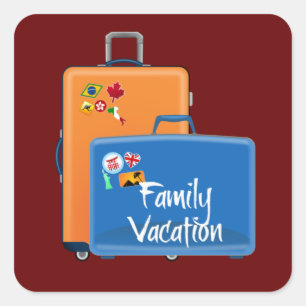 Family Vacation, Suitcases Ready, Square Sticker