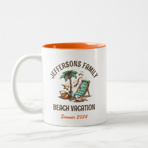 Family Vacation Vintage Retro Beach Holiday Trip Two-Tone Coffee Mug