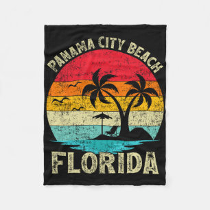 Family Vacation Vintage Retro Florida Panama City Fleece Blanket