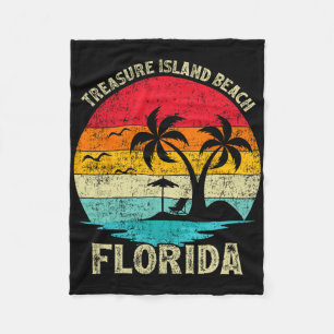 Family Vacation Vintage Retro Florida Treasure Isl Fleece Blanket