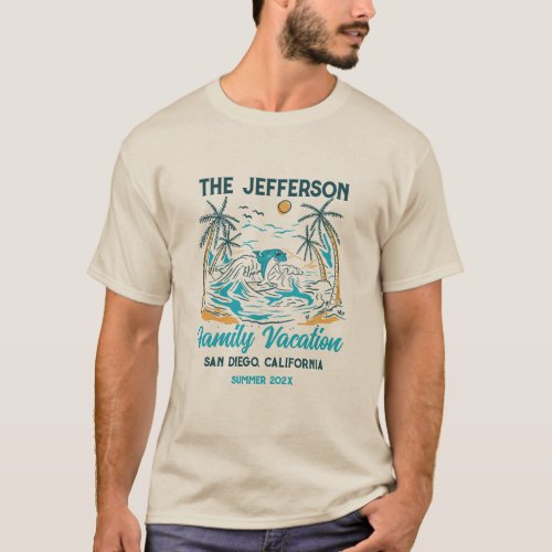 Family Vacation Vintage Retro Summer Beach Custom T_Shirt