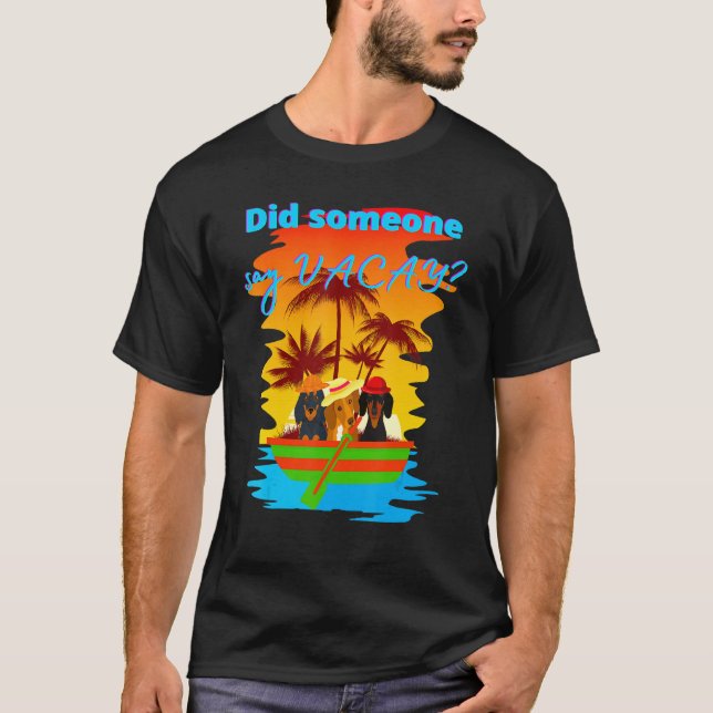 Family Vacay Doxie Pups Cute Dachshund   Funny Wie T-Shirt (Front)