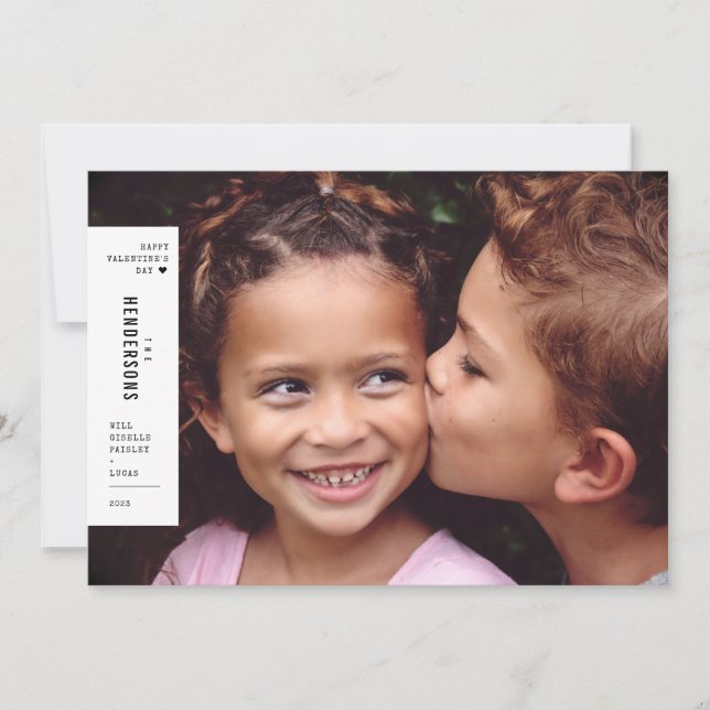 Family Valentine Minimalist Aesthetic Photo Holiday Card (Front)