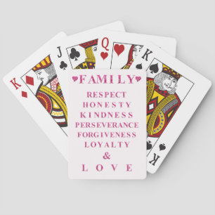 Family Values Game Night, Pink Hearts & Lettering Poker Cards