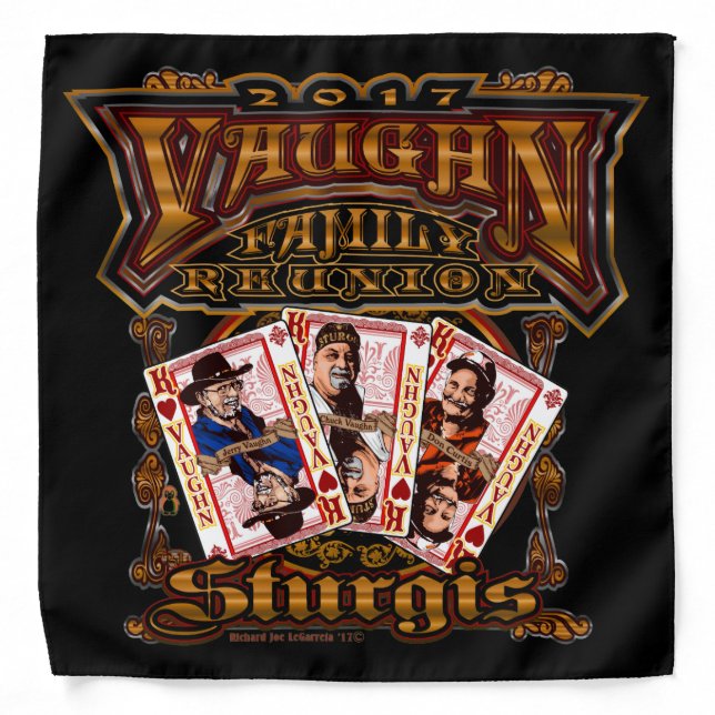 Family Vaughn Reunion black bandana (Front)