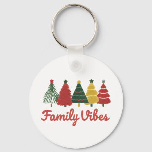 Family Vibes – Cozy Christmas Tree Design Keychain