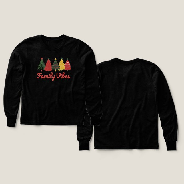Family Vibes – Cozy Christmas Tree Design Tri-Blend Shirts (Design Front & Back)