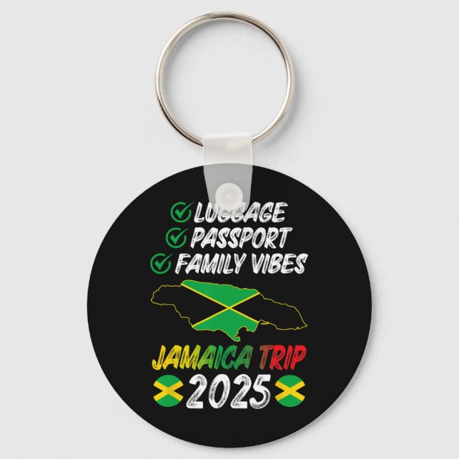 Family Vibes Jamaica Family Trip 2025 Jamaica Vaca Keychain (Front)