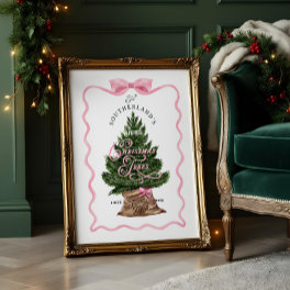 Family Vintage Retro Farm Fresh Christmas Trees Poster