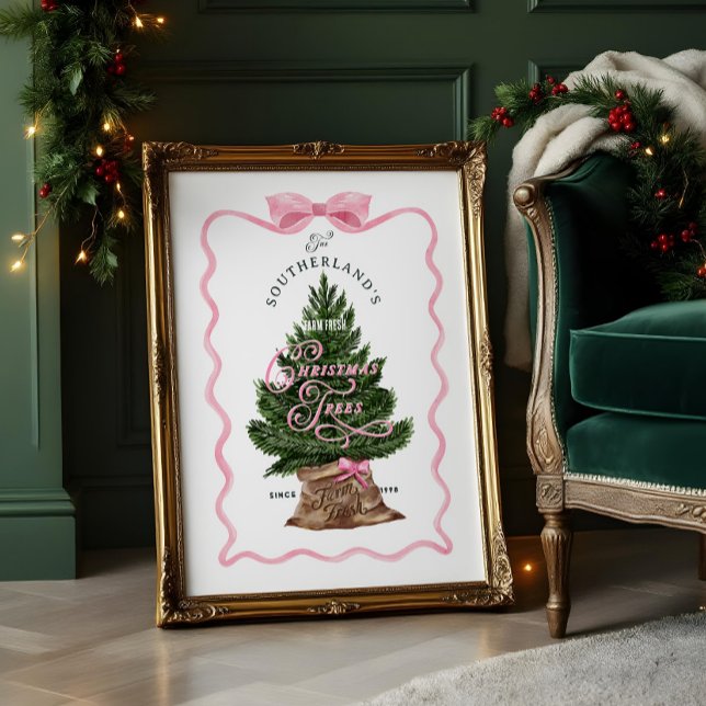 Family Vintage Retro Farm Fresh Christmas Trees Poster (Family Vintage Retro Farm Fresh Christmas Trees Poster)