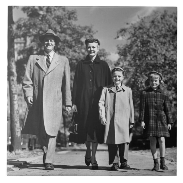 Family Walking Ceramic Tile (Front)
