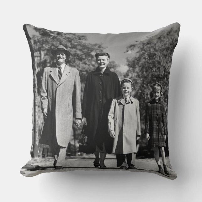 Family Walking Throw Pillow (Front)