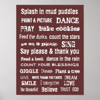 Family wall hanging Important things to remember Poster