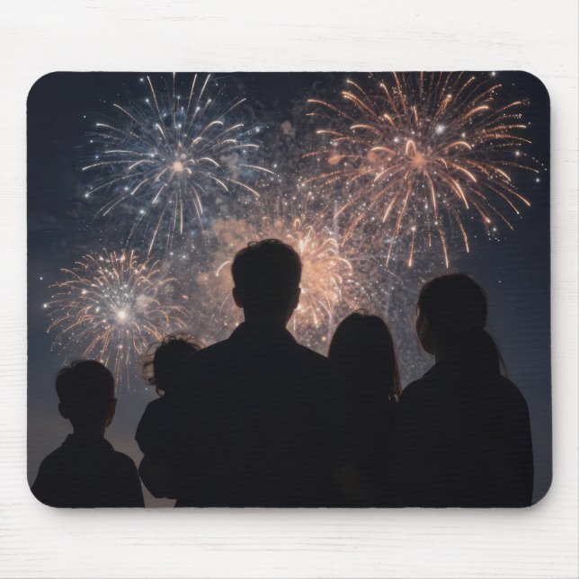 Family Watching Fireworks Display Mouse Pad (Front)
