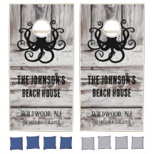 Family Weathered Wood Cornhole Set