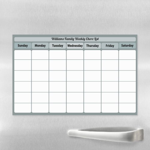 Family Weekly Chore To Do List Organizer Gray Magnetic Dry Erase Sheet