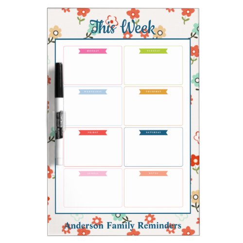 Family Weekly Floral Print Dry Ease Board