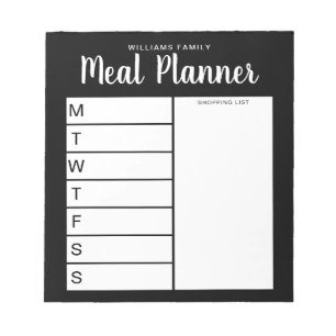 Family Weekly Meal Planner Notepad