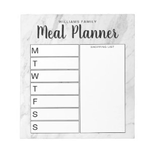 Family Weekly Meal Planner Notepad