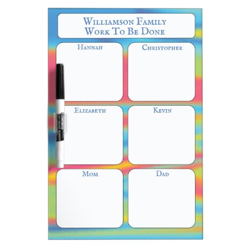 Family Weekly Schedule Planner Organizer Colorful Dry Erase Board