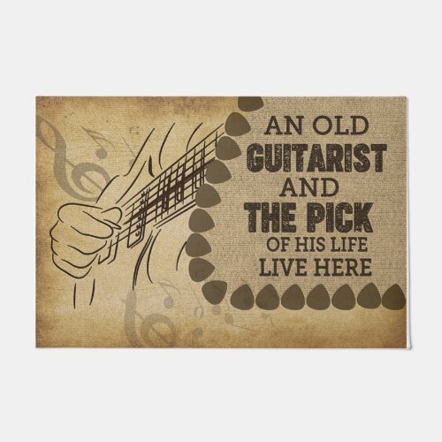 Family Welcome MatVintage Guitar Lover  Doormat