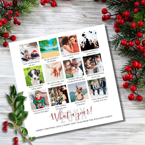 Family What A Year Captions 12 Photo Collage Holid Holiday Card