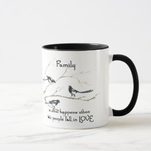 Family when 2 People Fall in Love Quote Magpies Mug