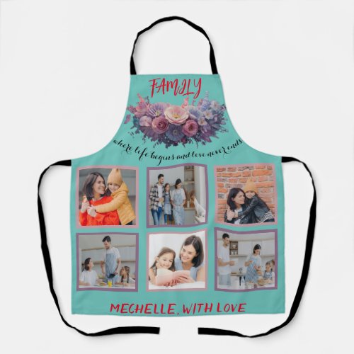 Family where life begins and love never ends apron