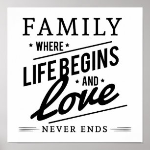 Family Where Life Begins And Love Never Ends Quote Poster
