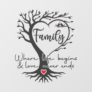 Family where life begins and love never ends  wall decal