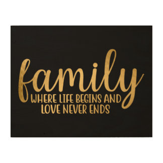Family Where Life Begins Wood Wall Art
