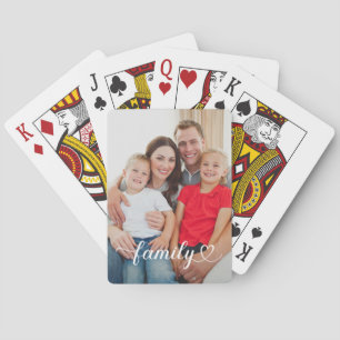Family White Script Custom Photo Poker Cards