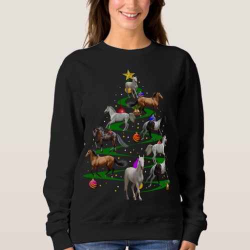 family winter santa Christmas horse christmas tree Sweatshirt