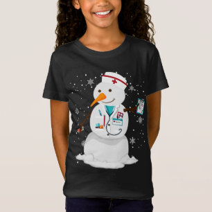 family winter santa snowman nurse christmas tree T-Shirt