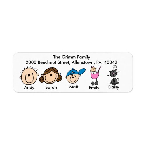 Family With Cat Address Labels