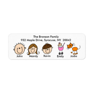 Family With Cat Address Labels
