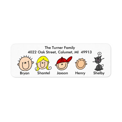 Family With Cat Address Labels