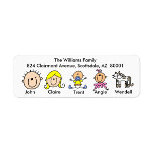 Family With Cat Address Labels